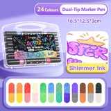 Dual-Tip Glitter Marker Pen Set