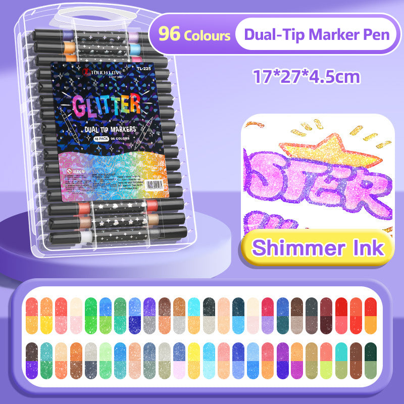 Dual-Tip Glitter Marker Pen Set