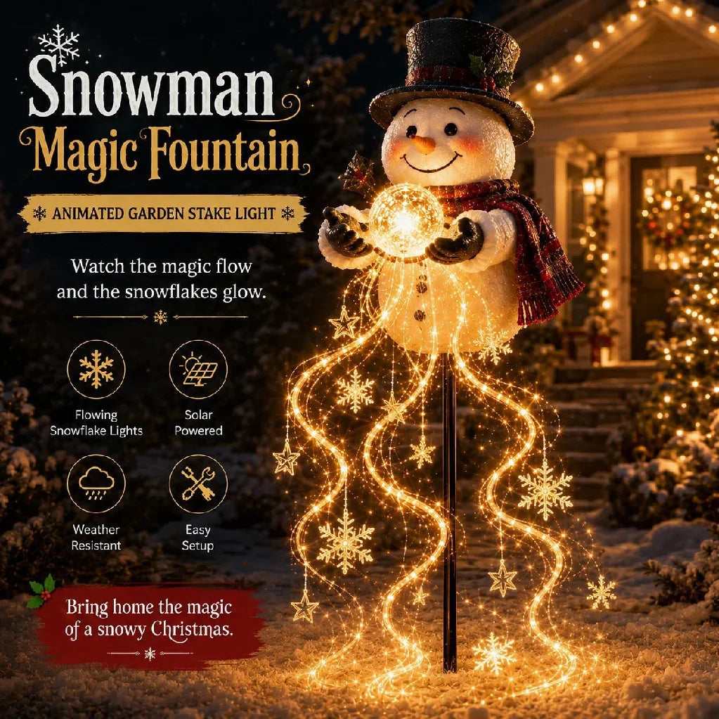 Solar Snowman Fountain Light