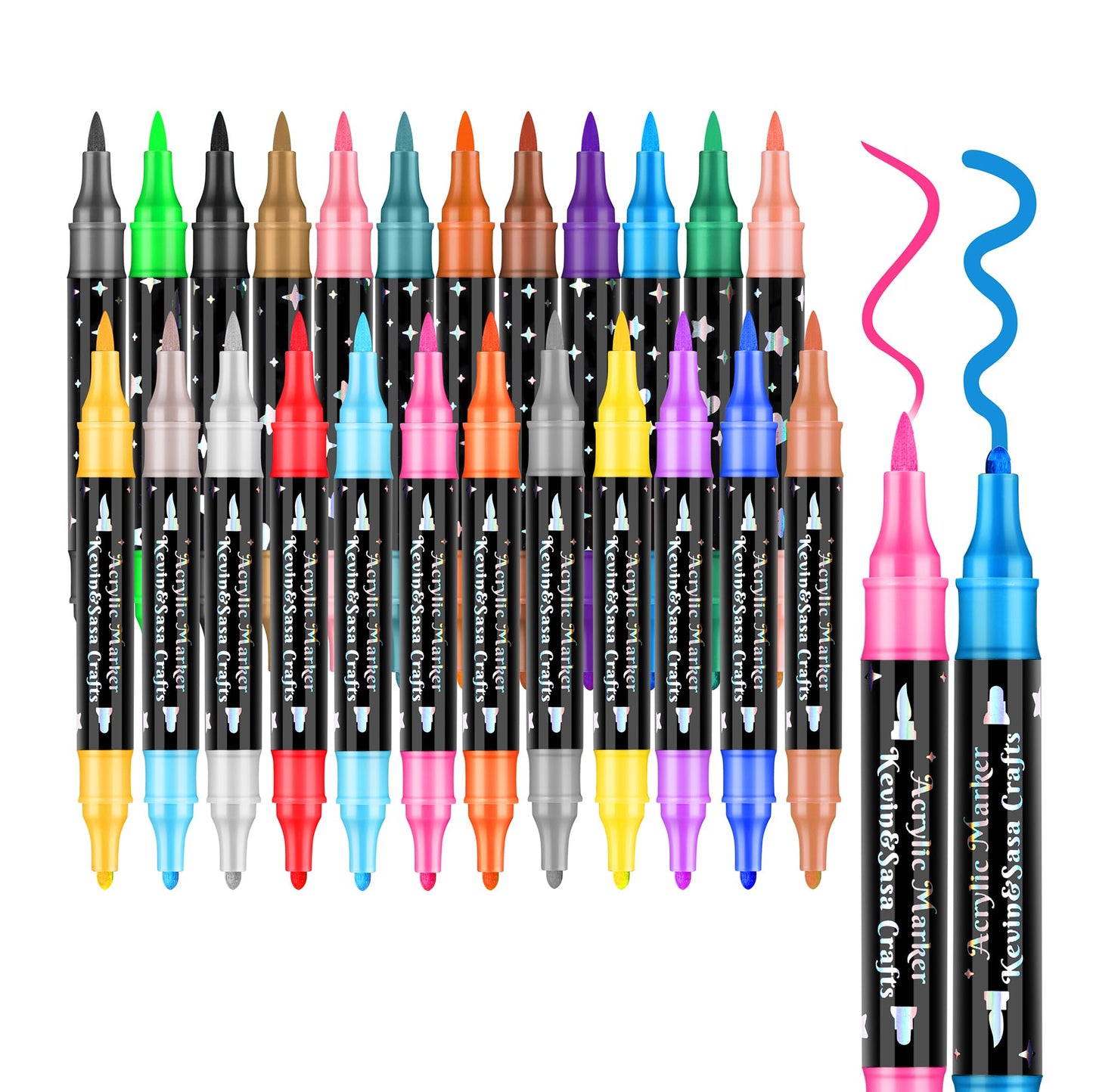 Dual-Tip Glitter Marker Pen Set