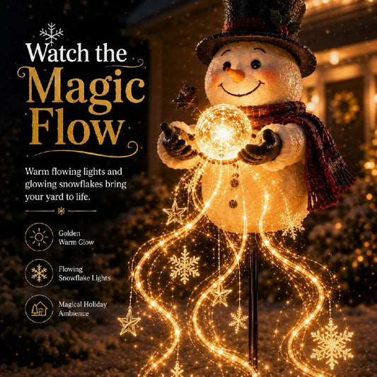 Solar Snowman Fountain Light