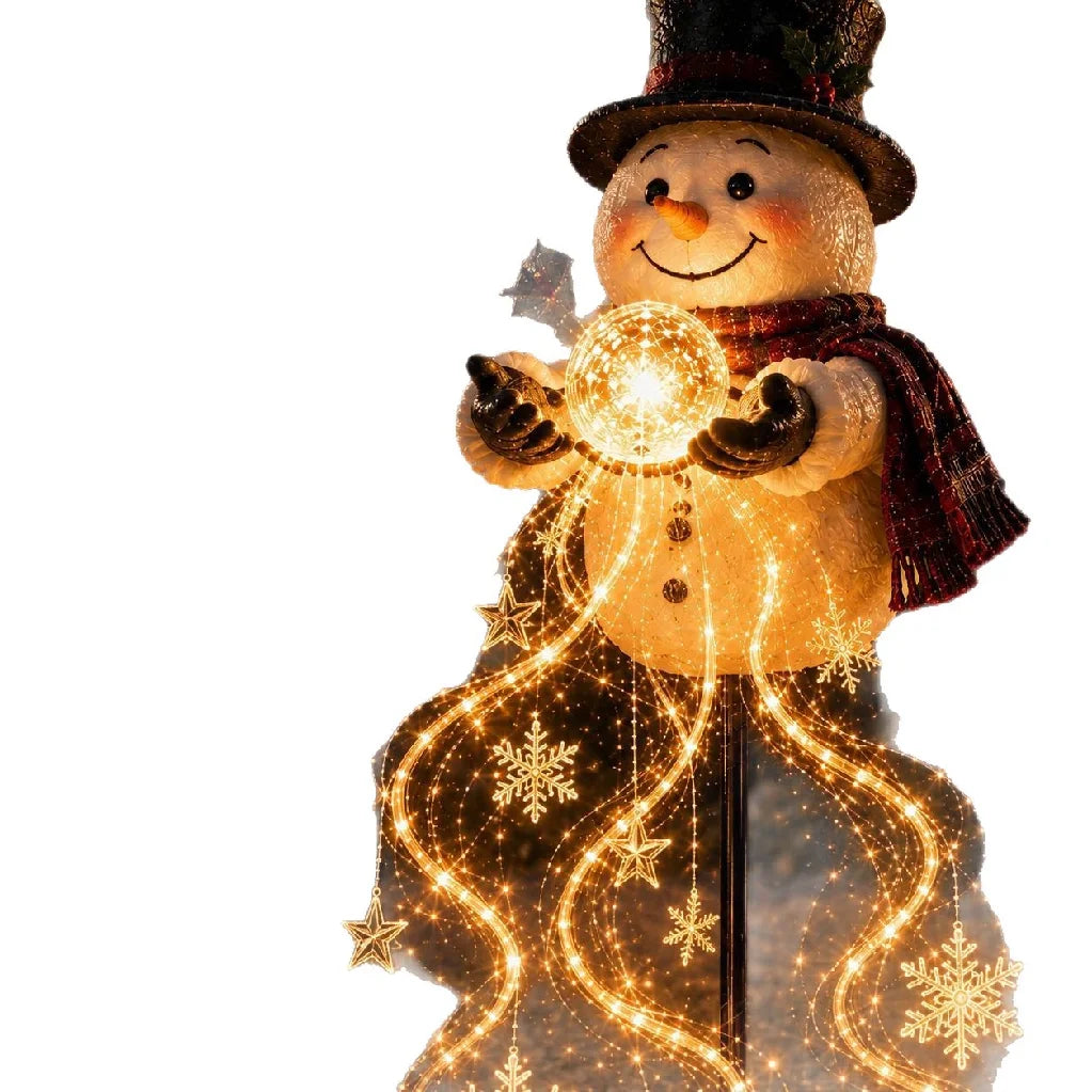Solar Snowman Fountain Light