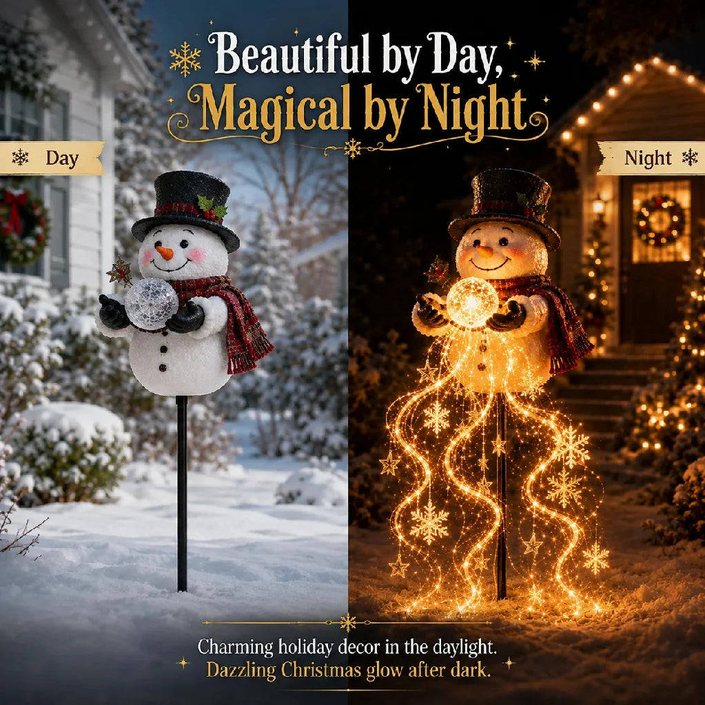 Solar Snowman Fountain Light