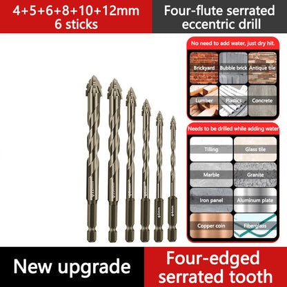 4-Flute Serrated Eccentric Drill Bit Set