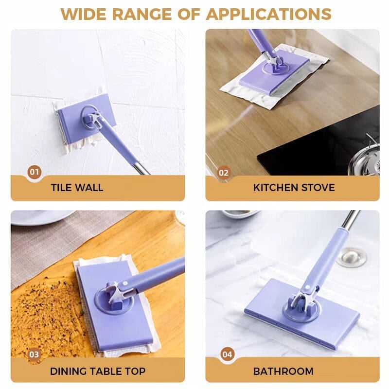 Hands-Free Cloth Changing Mini Mop with 360° Swivel Head