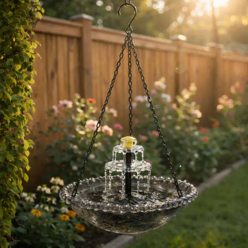 Vintage-Style Hanging Bird Feeder with Bath
