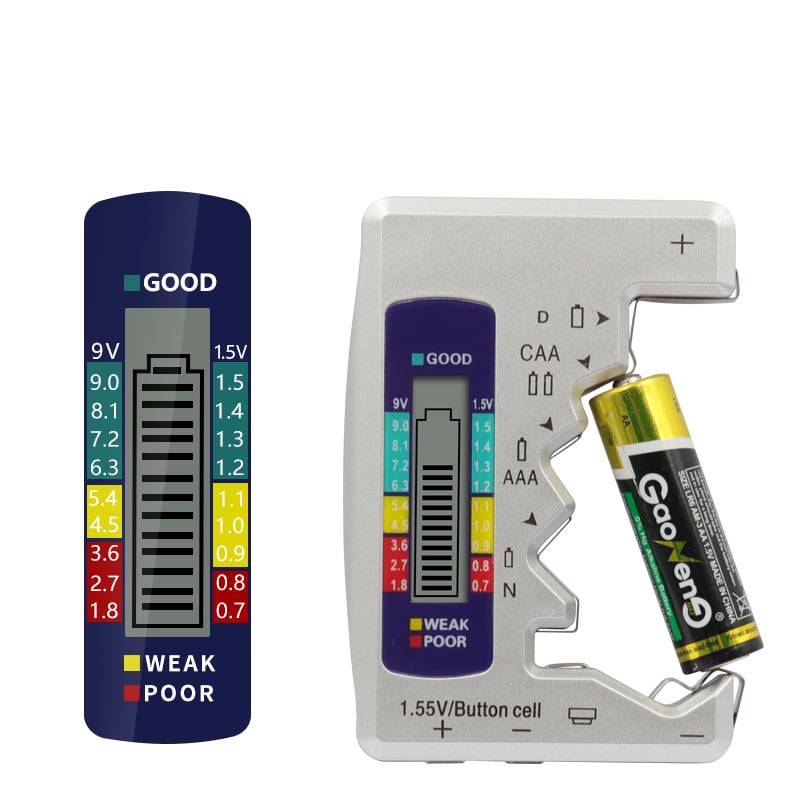 Battery Tester for C AA AAA D N 9V and Button Cells