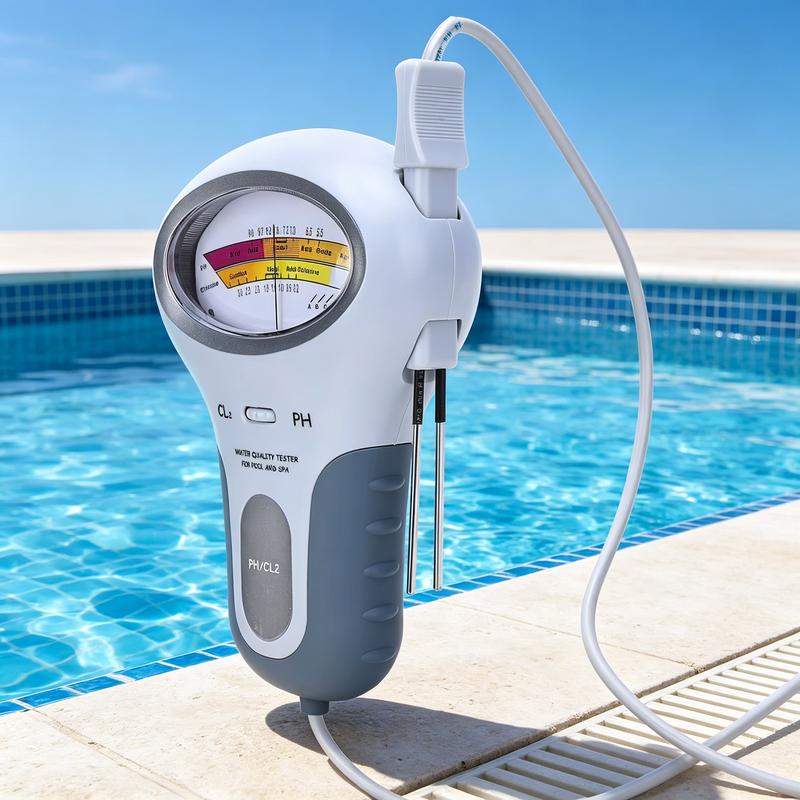 White Electronic pH and Chlorine Pool Water Tester