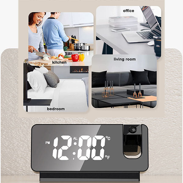 Smart Digital Projection Alarm Clock with 7-Inch LED Display