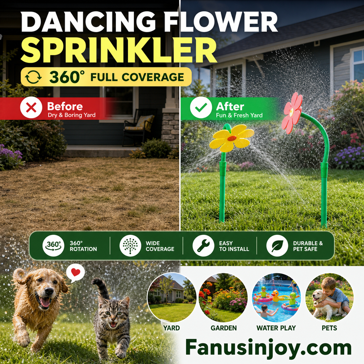 360° Rotating Dancing Flower Yard Lawn Sprinkler