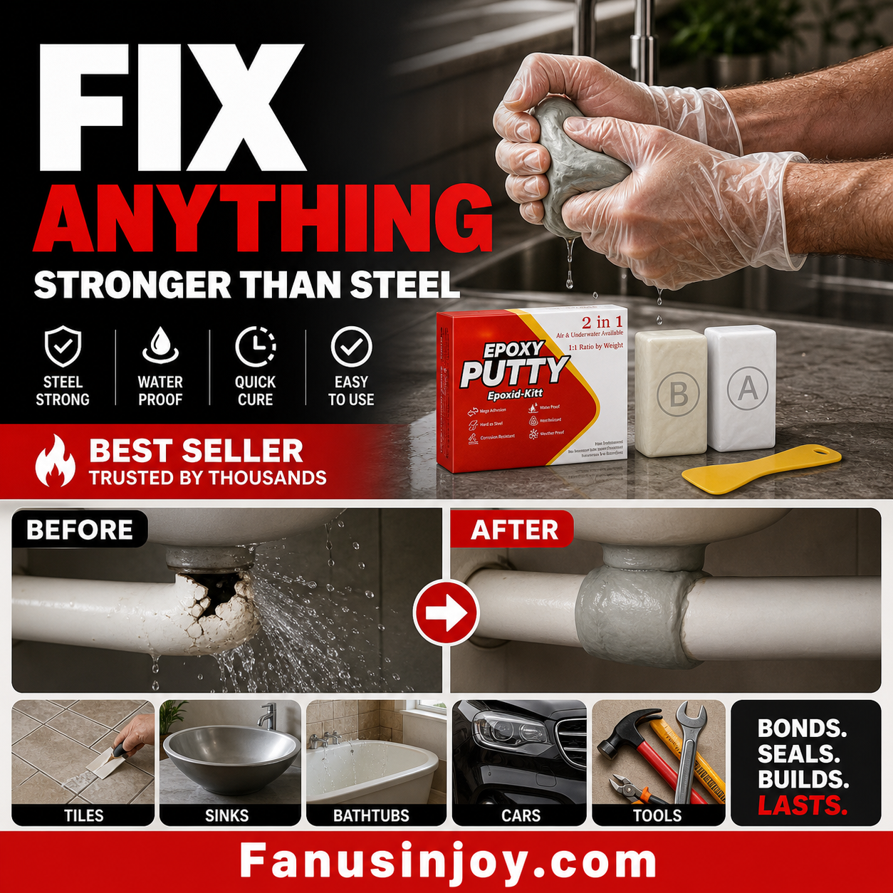 AB Epoxy Putty Stone Model Repair Clay 200g