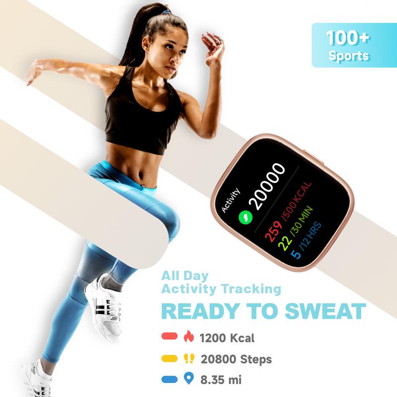 Smart Watch with Call Function 100 Sports Modes IP68 Waterproof Fitness Tracker