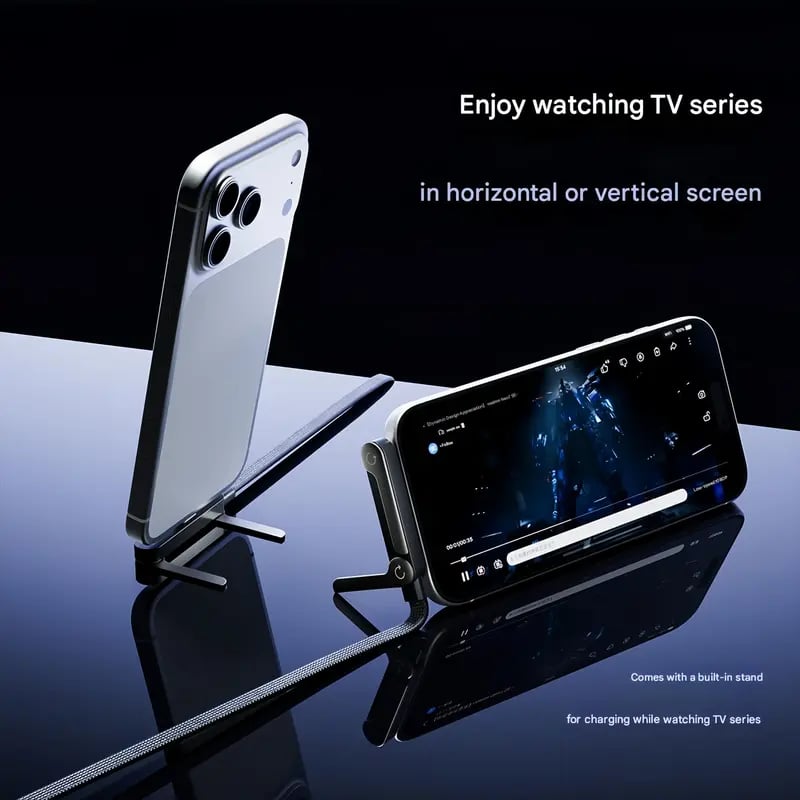 2-in-1 240W Fast Charging Cable with Foldable Phone Stand