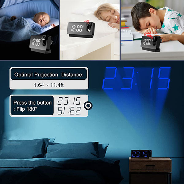 Smart Digital Projection Alarm Clock with 7-Inch LED Display