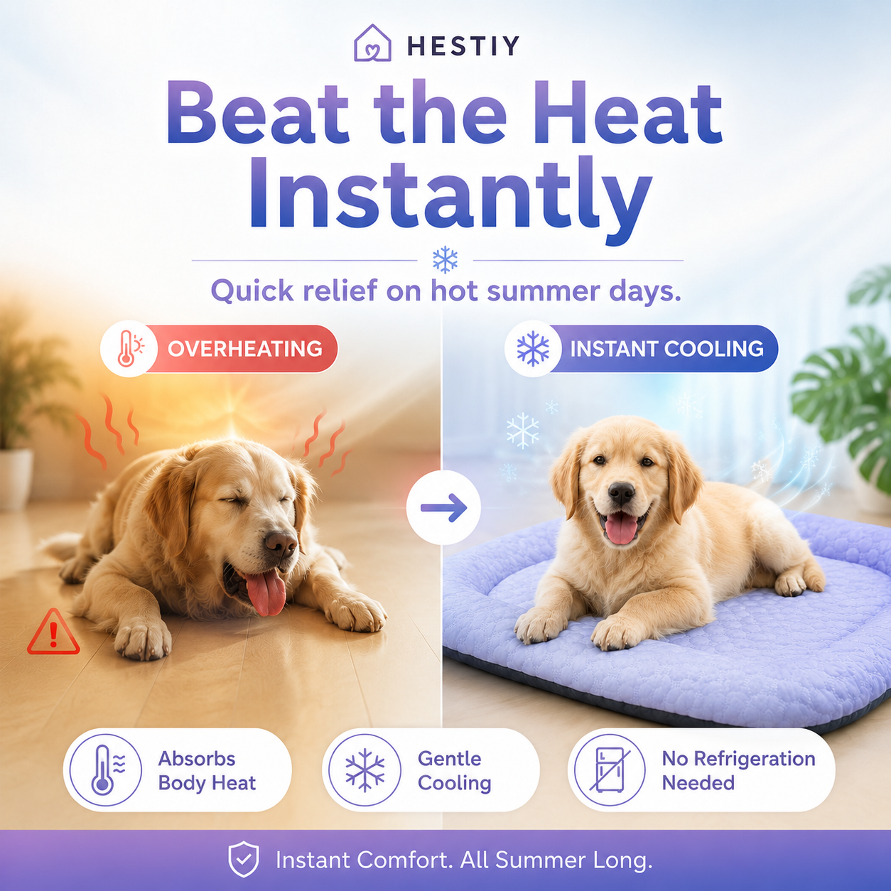 Cooling Gel Mat for Pets Summer Heat Relief Pad Breathable Non-Toxic Cool Sleeping Mat for Dogs Cats
