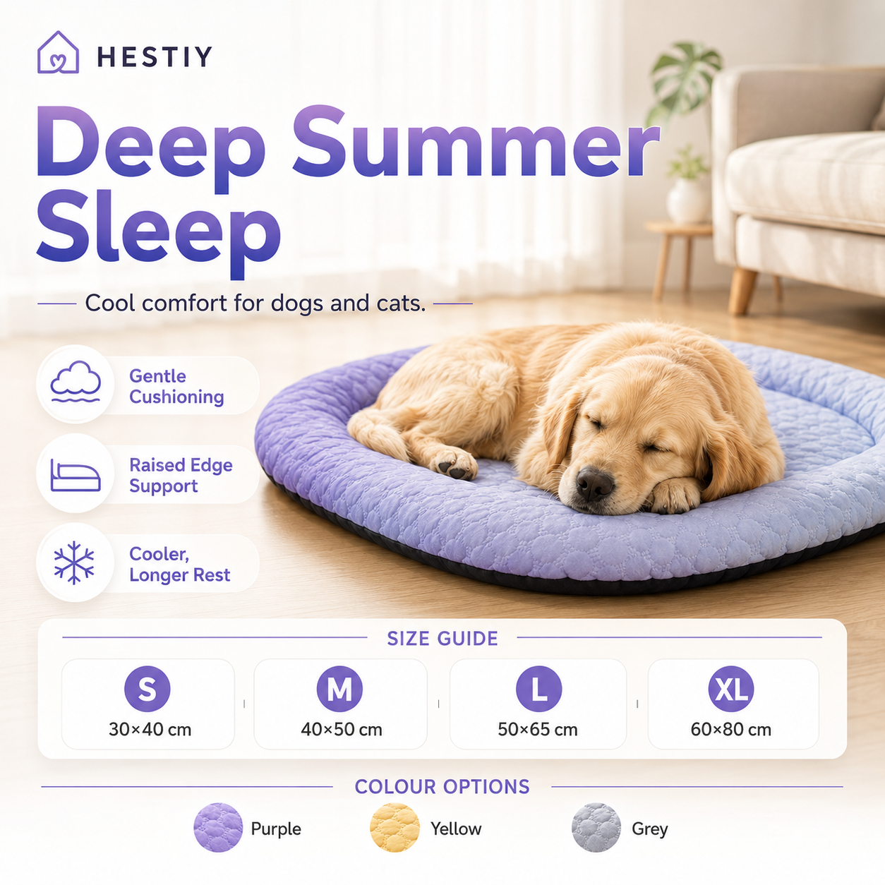 Cooling Gel Mat for Pets Summer Heat Relief Pad Breathable Non-Toxic Cool Sleeping Mat for Dogs Cats