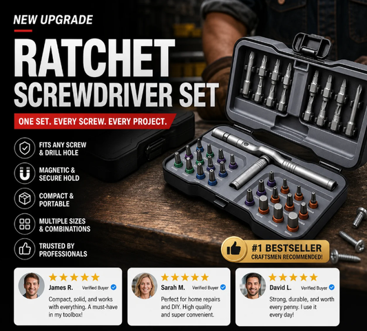 24-in-1 Magnetic Ratcheting Screwdriver Set with T-Bar Handle