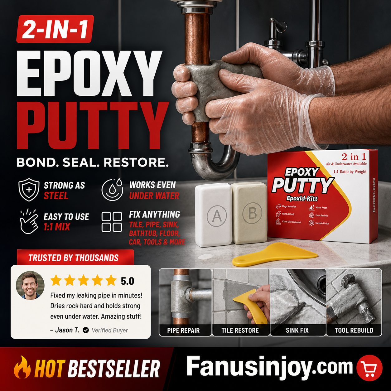AB Epoxy Putty Stone Model Repair Clay 200g
