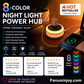 Portable 6-Port Charging Station with 8-Color Night Light