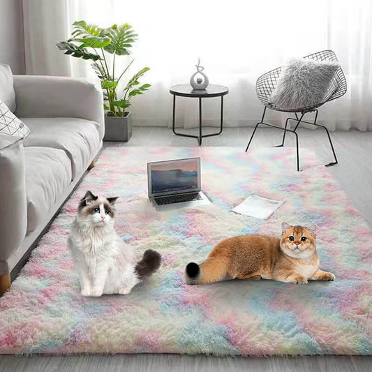 Gradient Color Plush Non-Slip Floor Mat