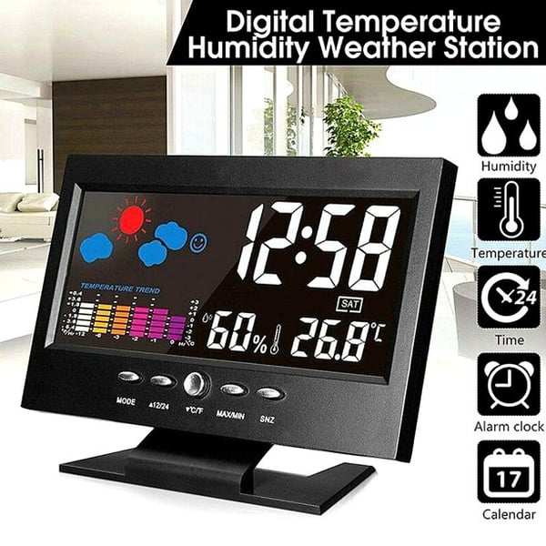 Digital LED Weather Station with Temperature & Humidity Monitor