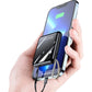 20000mAh Mini Power Bank with Built-in Cables and LED Light