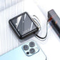 20000mAh Mini Power Bank with Built-in Cables and LED Light