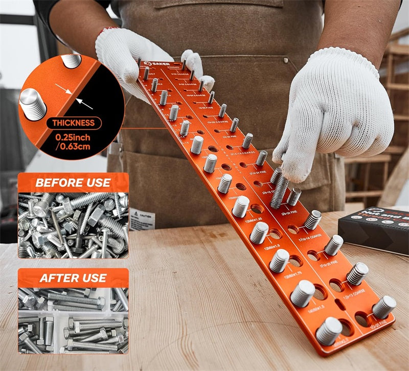 Nut and Bolt Thread Checker with 28 Measurement Sizes