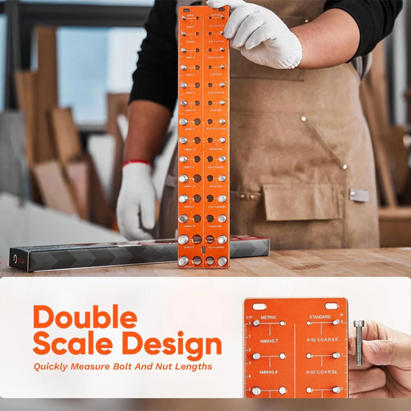 Nut and Bolt Thread Checker with 28 Measurement Sizes