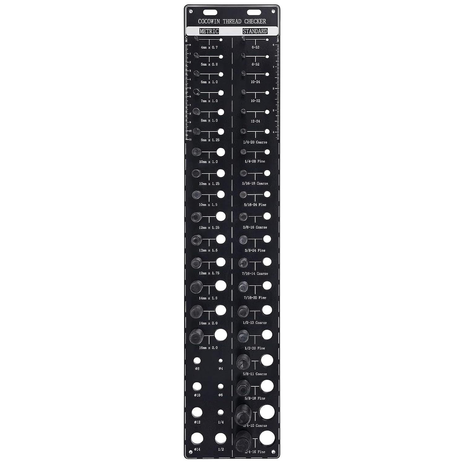 Nut and Bolt Thread Checker with 28 Measurement Sizes