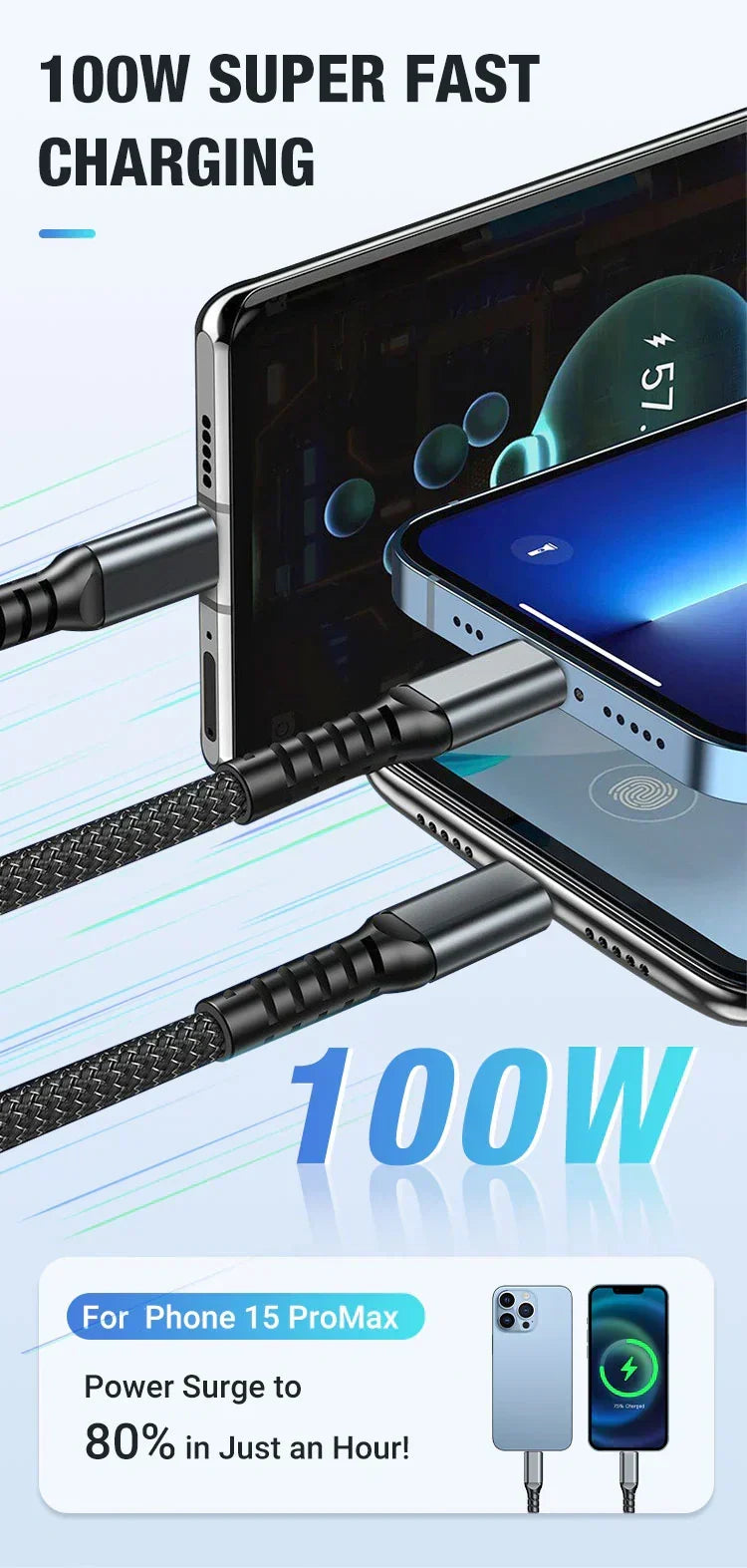 Transparent Luminous 3-in-1 Super Fast Charging Cable