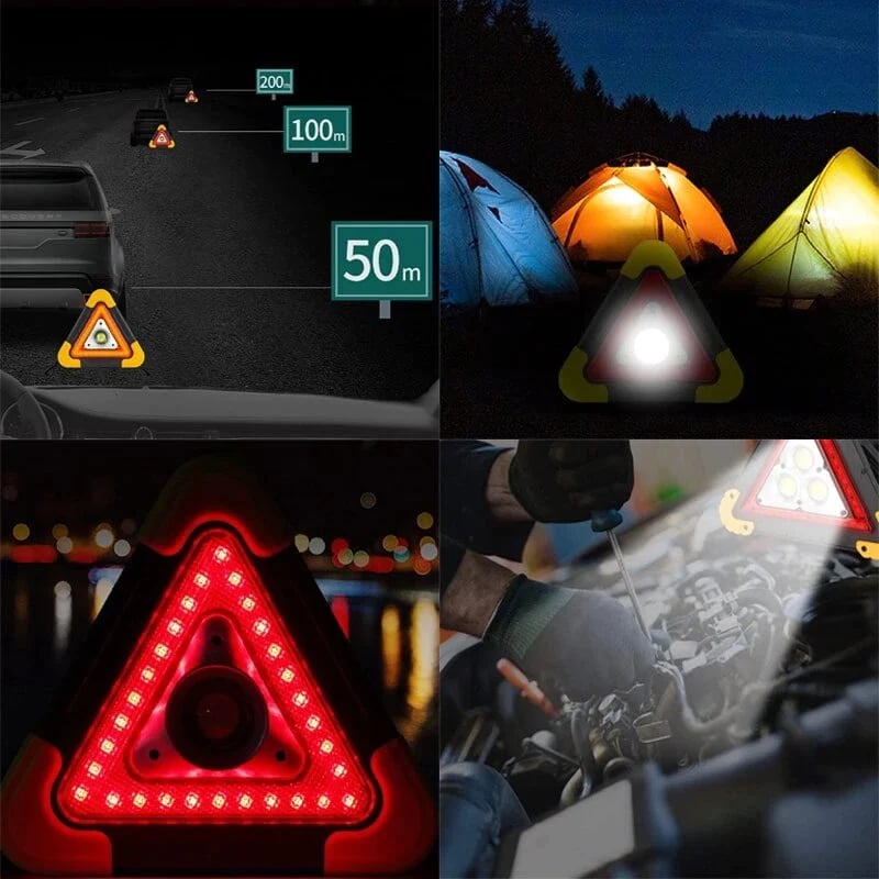 2-in-1 Solar Emergency Triangle Warning Light