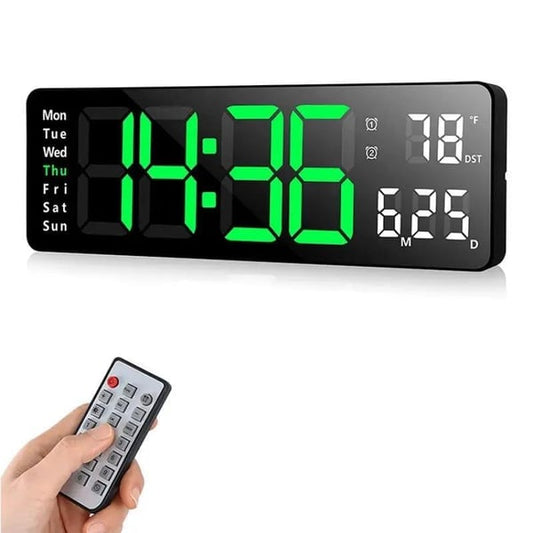 16-Inch Large Digital Clock with Temperature, Date, Auto DST, Night Light, and Auto Brightness Dimmer