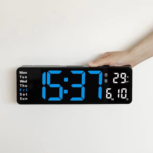 16-Inch Large Digital Clock with Temperature, Date, Auto DST, Night Light, and Auto Brightness Dimmer