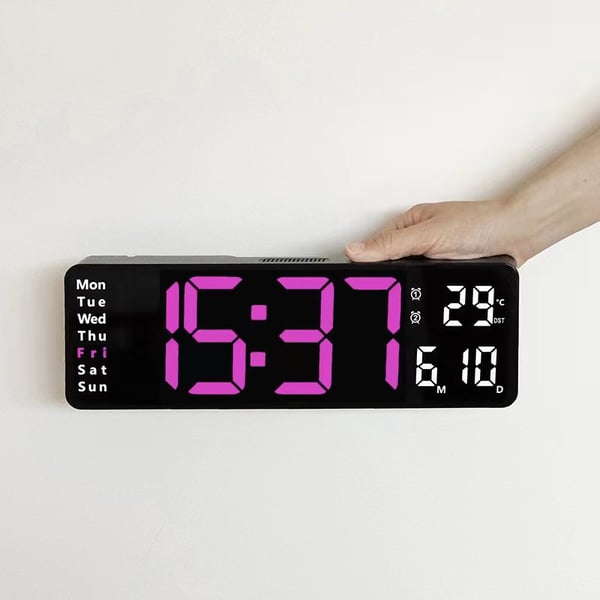 16-Inch Large Digital Clock with Temperature, Date, Auto DST, Night Light, and Auto Brightness Dimmer
