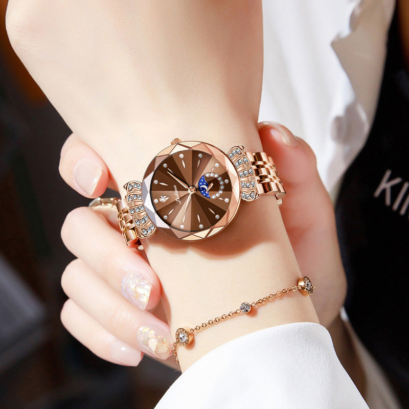 Fashionable Diamond Moon Star Women's Watch
