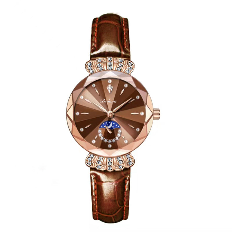 Fashionable Diamond Moon Star Women's Watch