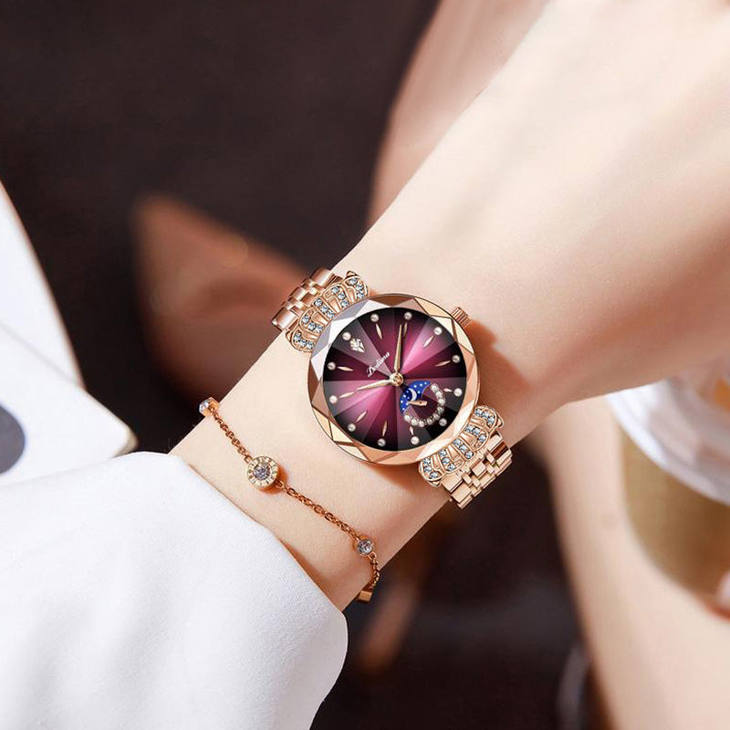 Fashionable Diamond Moon Star Women's Watch