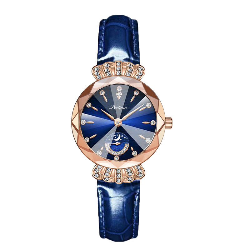 Fashionable Diamond Moon Star Women's Watch