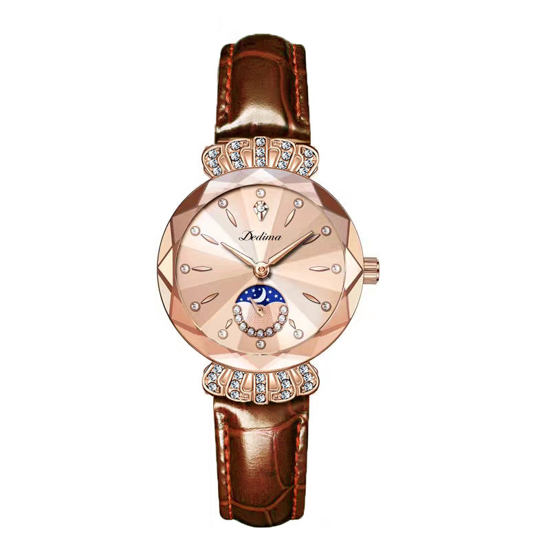 Fashionable Diamond Moon Star Women's Watch