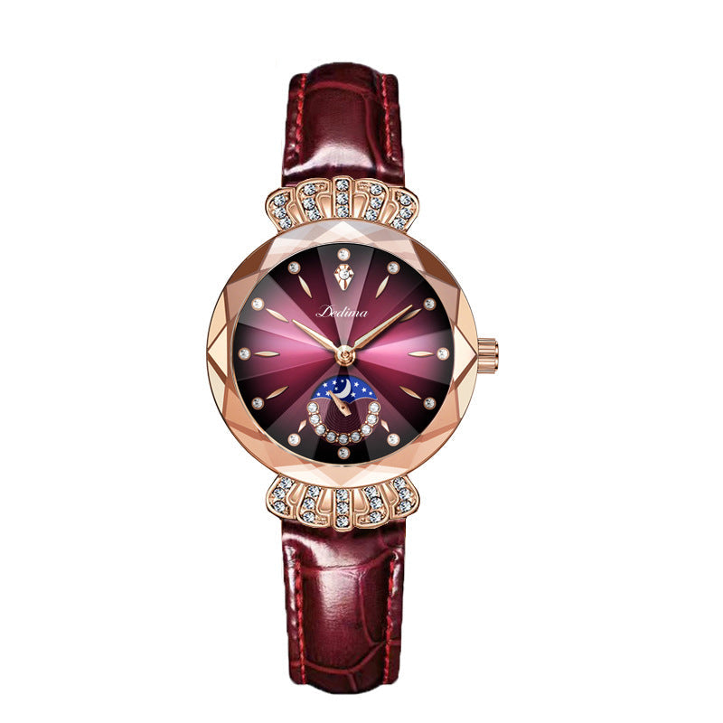 Fashionable Diamond Moon Star Women's Watch