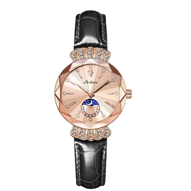Fashionable Diamond Moon Star Women's Watch