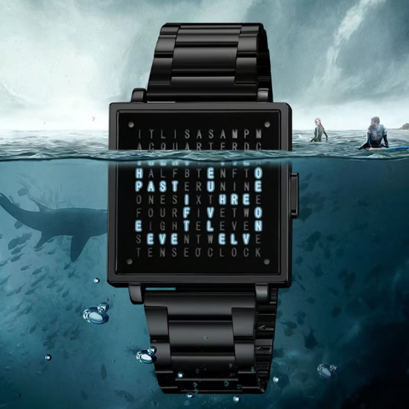 W35 Fine Steel Unisex Word-Display Digital Watch