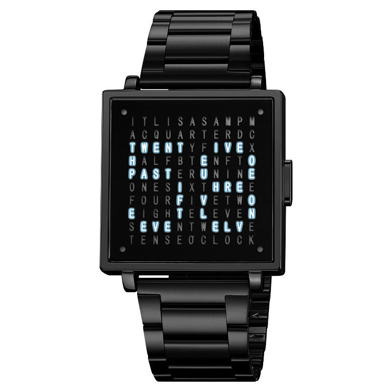 W35 Fine Steel Unisex Word-Display Digital Watch