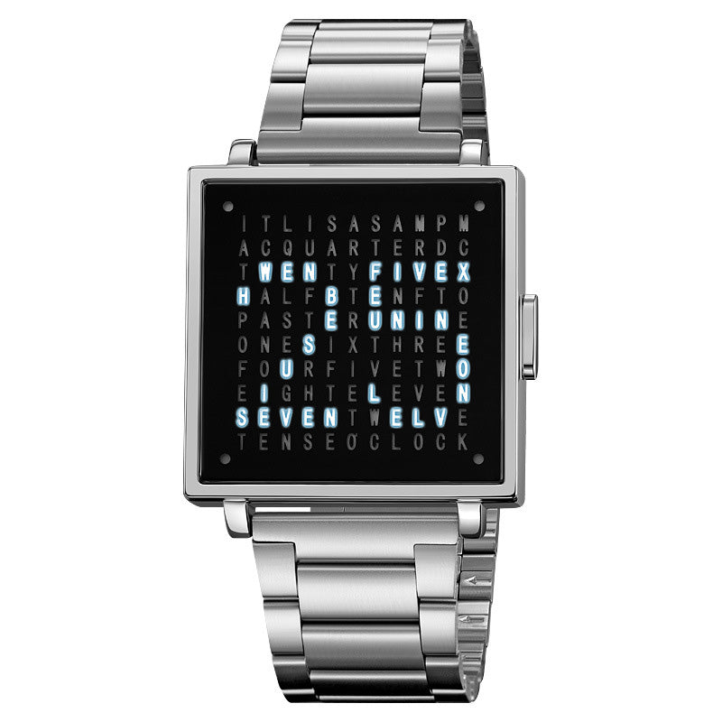 W35 Fine Steel Unisex Word-Display Digital Watch