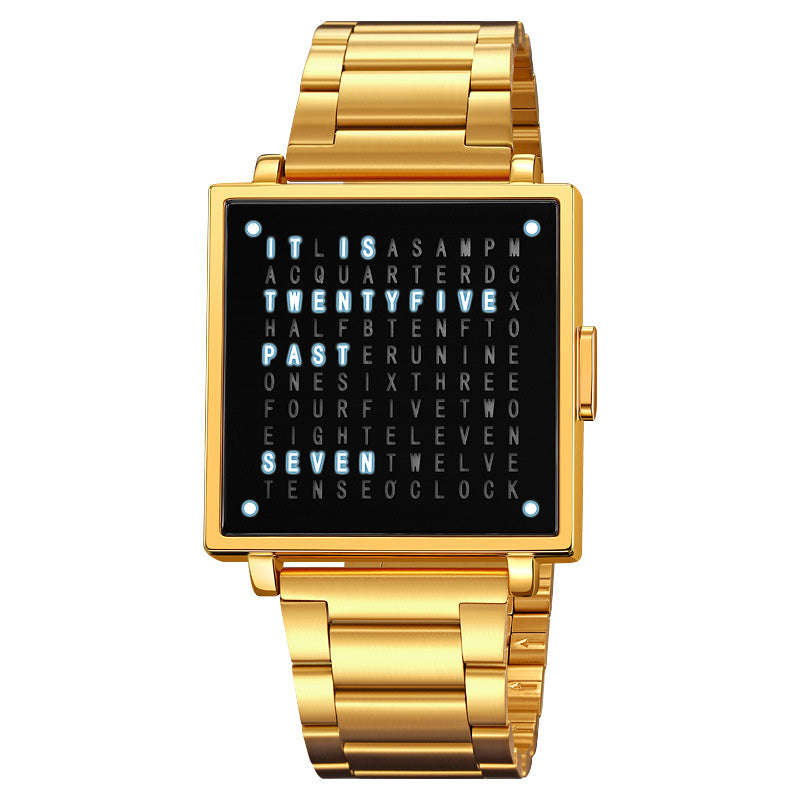 W35 Fine Steel Unisex Word-Display Digital Watch