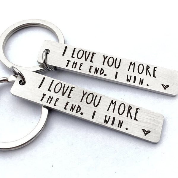 Stainless Steel I Love You More Funny Keychain