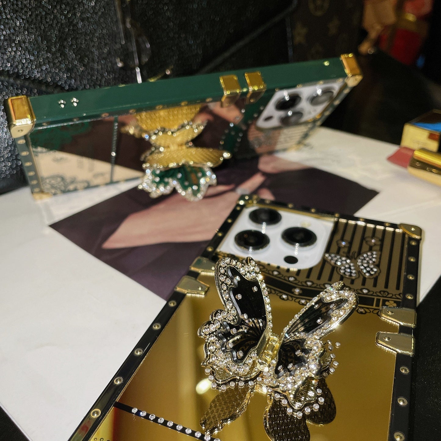 Creative Bling Glitter Phone Case with 3D Butterfly