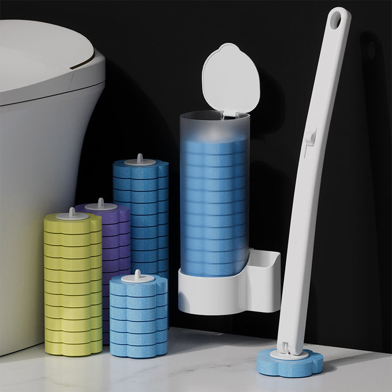 Disposable Toilet Cleaning System with 36 Sponge Heads and Storage Caddy