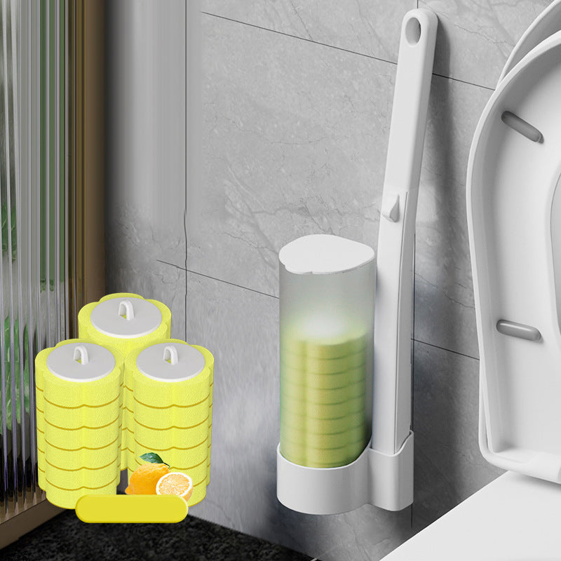 Disposable Toilet Cleaning System with 36 Sponge Heads and Storage Caddy